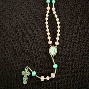 Blue and White Bohemian Necklace with Beaded Design